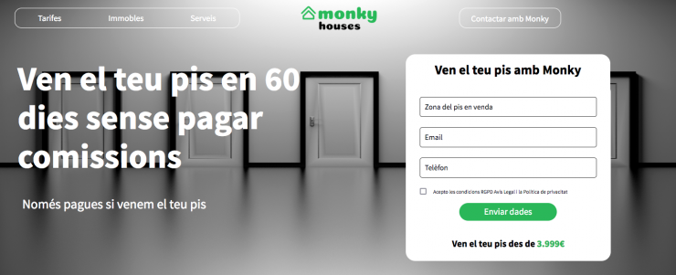 Una imatge de la plana web de Monkey Houses.